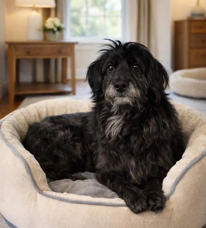 A young small-sized male Black Poodle dog named Ralph Arriving for adoption in Liberty, MO