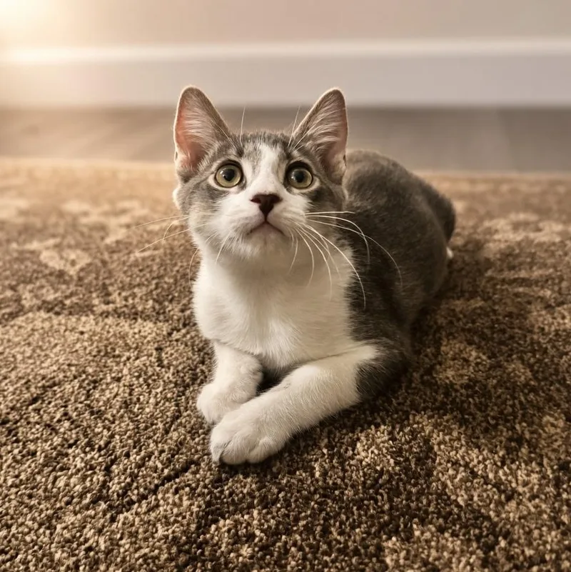 A baby medium-sized male Gray & White Domestic Short Hair cat named Toby for adoption in Irvine, CA
