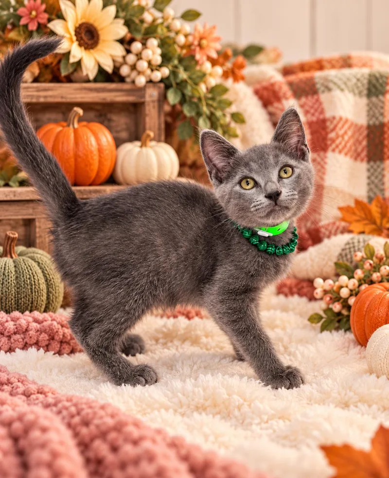 A baby medium-sized male Russian Blue cat named Brett for adoption in Tavares, FL