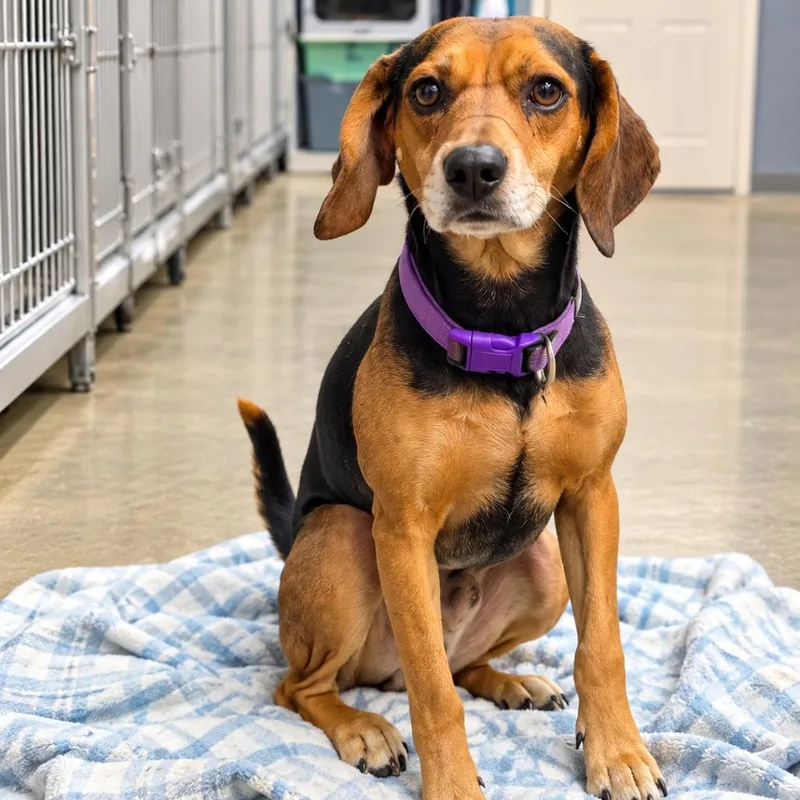 An adult medium-sized male White / Cream Beagle dog named Mr W. for adoption in Jefferson city, TN