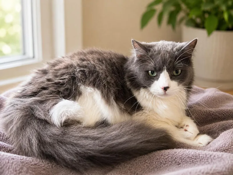 An adult large-sized male Gray & White Domestic Long Hair cat named Freddie for adoption in Westwood, NJ