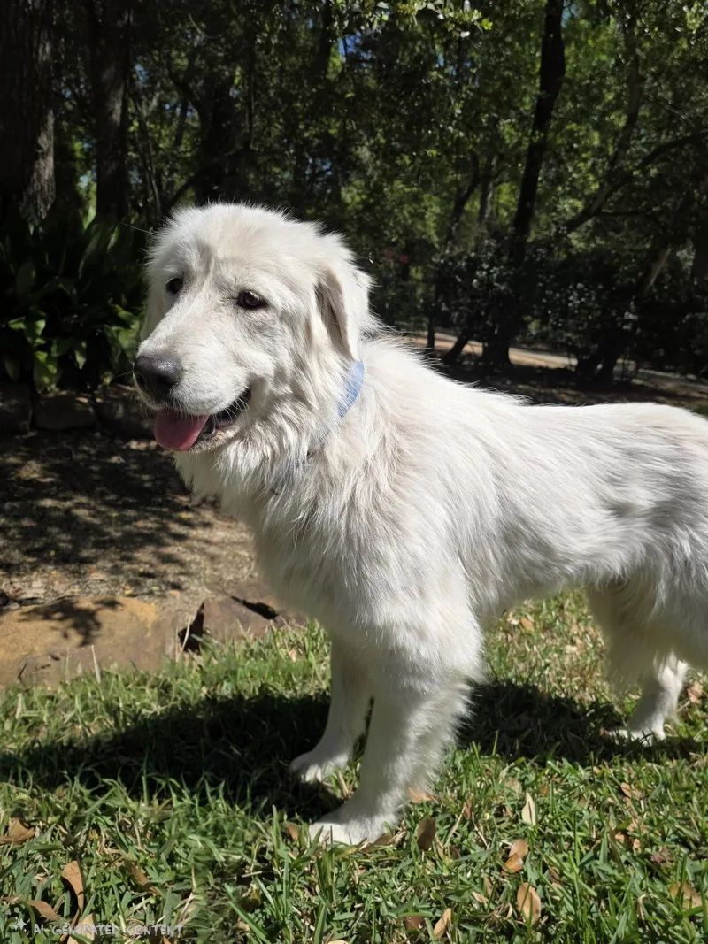 An adult large-sized female White / Cream Great Pyrenees dog named Banana for adoption in Spring, TX