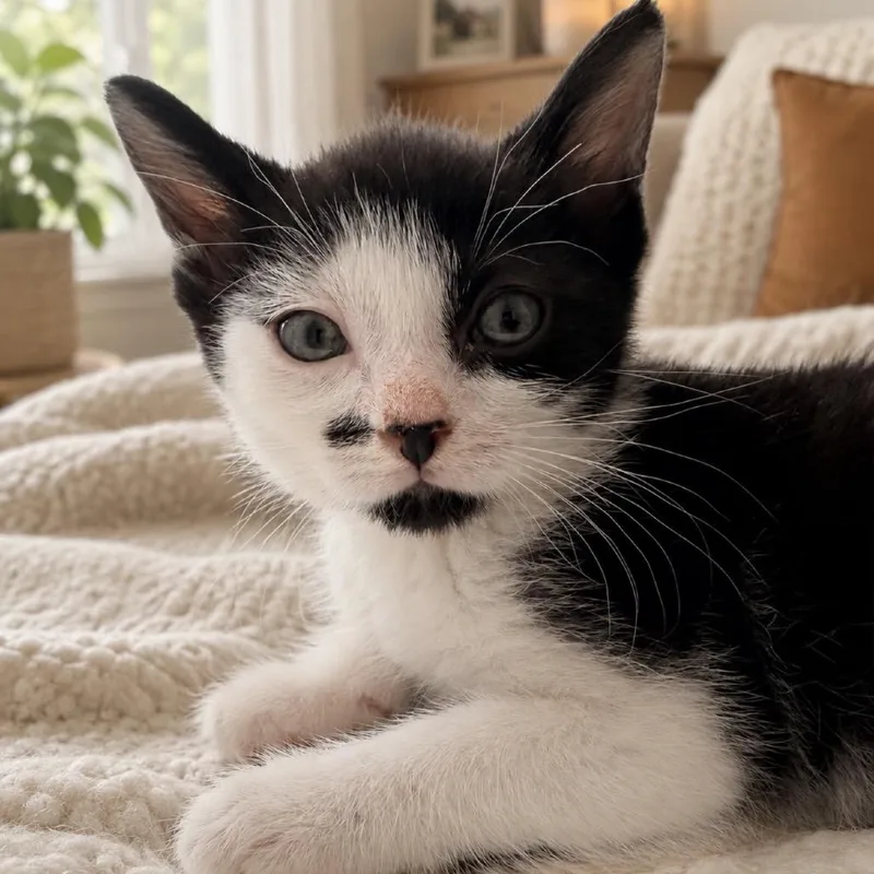 A baby small-sized male Black Domestic Short Hair cat named Paperclip for adoption in Inman, SC
