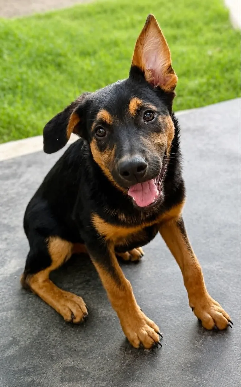 A baby medium-sized male Black German Shepherd Dog dog named Simon LLD for adoption in Austin, TX