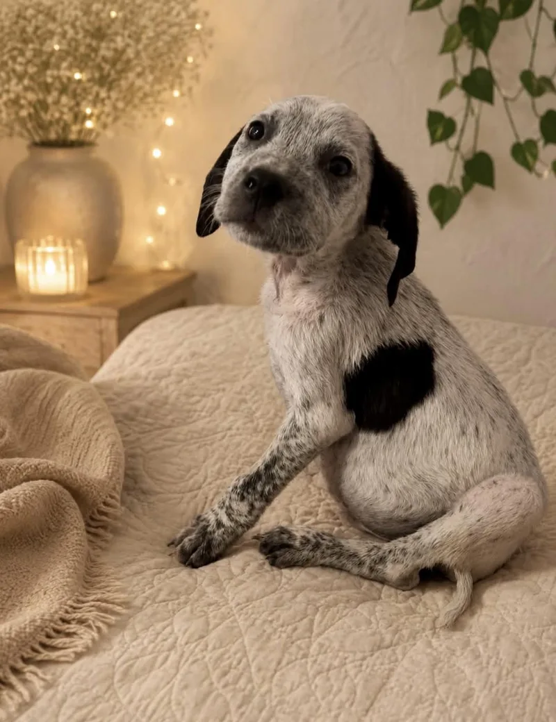 A baby medium-sized male Australian Cattle Dog / Blue Heeler dog named Hudson for adoption in Allen, TX