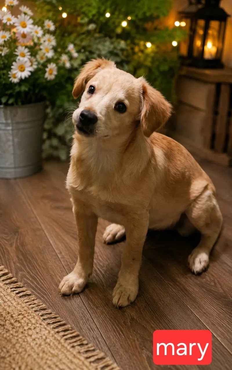 A baby medium-sized female Spaniel dog named Mary for adoption in Fort Worth, TX