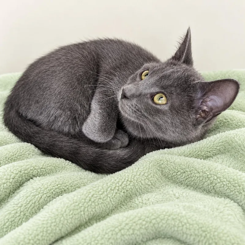 A baby medium-sized male Gray / Blue / Silver Domestic Short Hair cat named Thor for adoption in Long Beach, WA