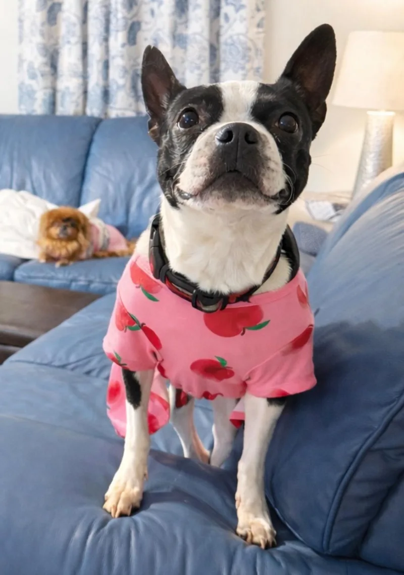 An adult small-sized female Black Boston Terrier dog named Dixie for adoption in Afton, TN