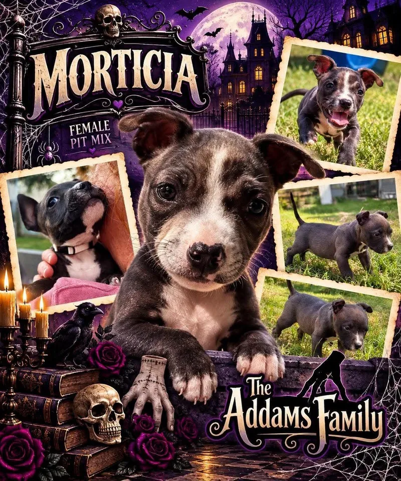 A baby medium-sized female Mixed Breed dog named Morticia for adoption in Pleasant Ridge, MI