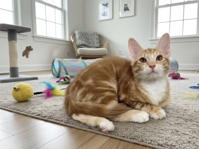 A baby medium-sized male Orange & White Domestic Short Hair cat named Fred for adoption in St. Cloud, FL