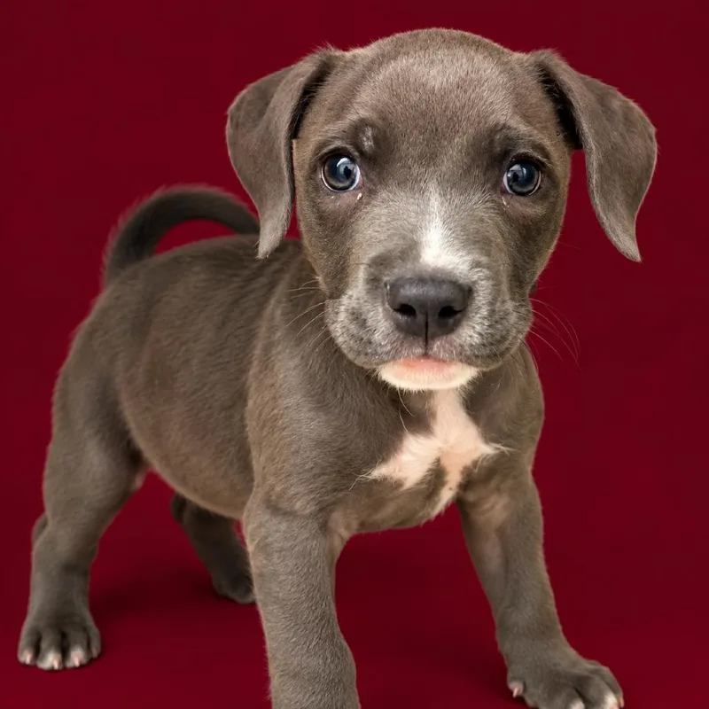 A baby small-sized female Gray / Blue / Silver Pit Bull Terrier dog named Rosemary for adoption in Concord, NC