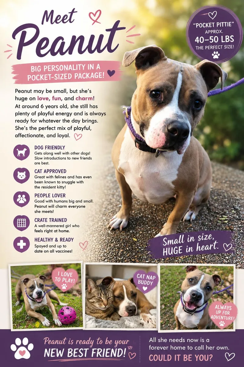 An adult medium-sized female Brown / Chocolate Pit Bull Terrier dog named Peanut for adoption in Westlake, OH