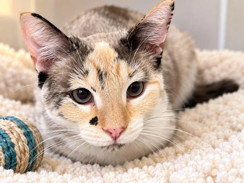An adult medium-sized female Tortoiseshell cat named Delilah for adoption in Napa, CA