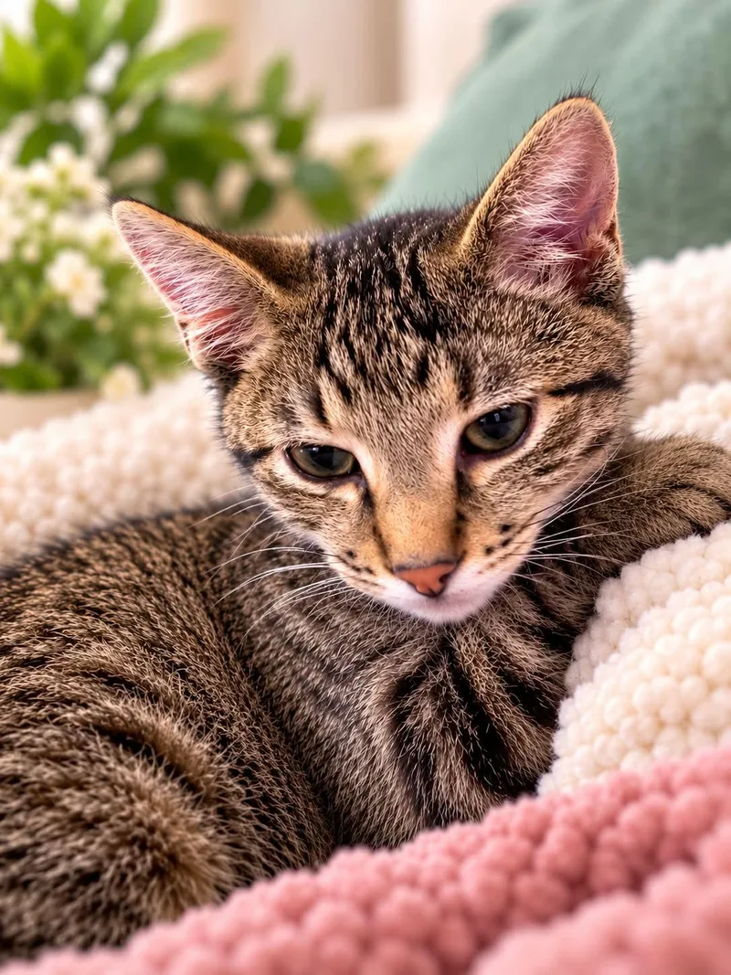 A baby medium-sized male Tabby (Brown / Chocolate) Domestic Short Hair cat named Majin Buu for adoption in Sioux Falls, SD