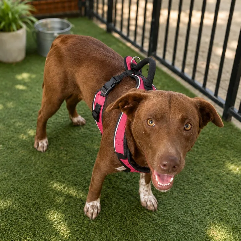 An adult medium-sized female Brown / Chocolate Cattle Dog dog named Brownie for adoption in Eufaula, AL