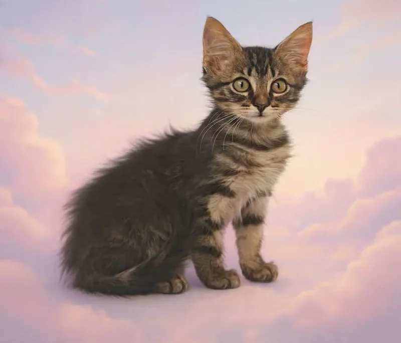 A baby small-sized male Domestic Medium Hair cat named Amani for adoption in Talladega, AL