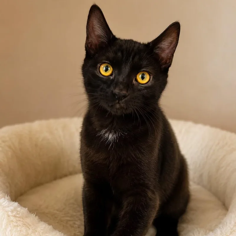 A baby medium-sized male Black Domestic Short Hair cat named Aesop for adoption in Cranston, RI