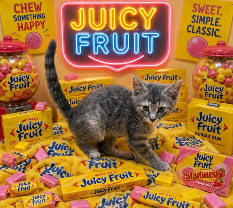 A baby small-sized female Domestic Short Hair cat named Juicy Fruit for adoption in Washington Court House, OH
