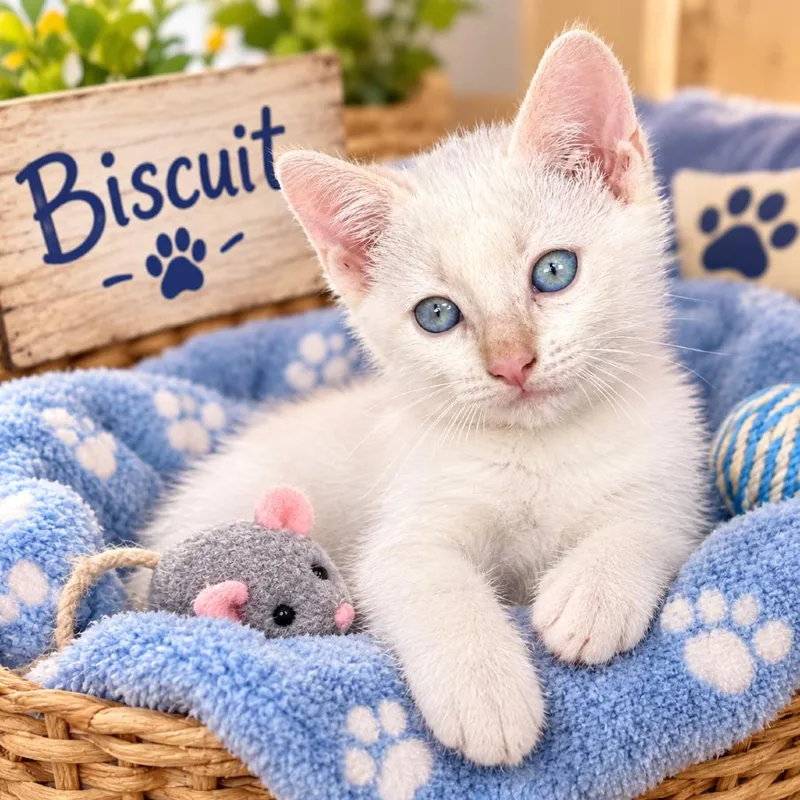 A baby small-sized male Siamese cat named Biscuit for adoption in League City, TX