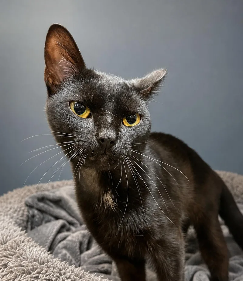 An adult medium-sized male Black Domestic Short Hair cat named Slinky for adoption in Dublin, OH