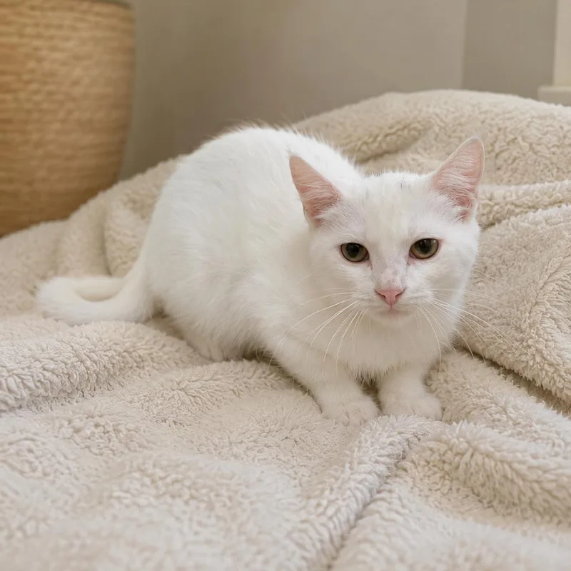 A baby small-sized male White Domestic Short Hair cat named Smudge for adoption in Bastrop, TX