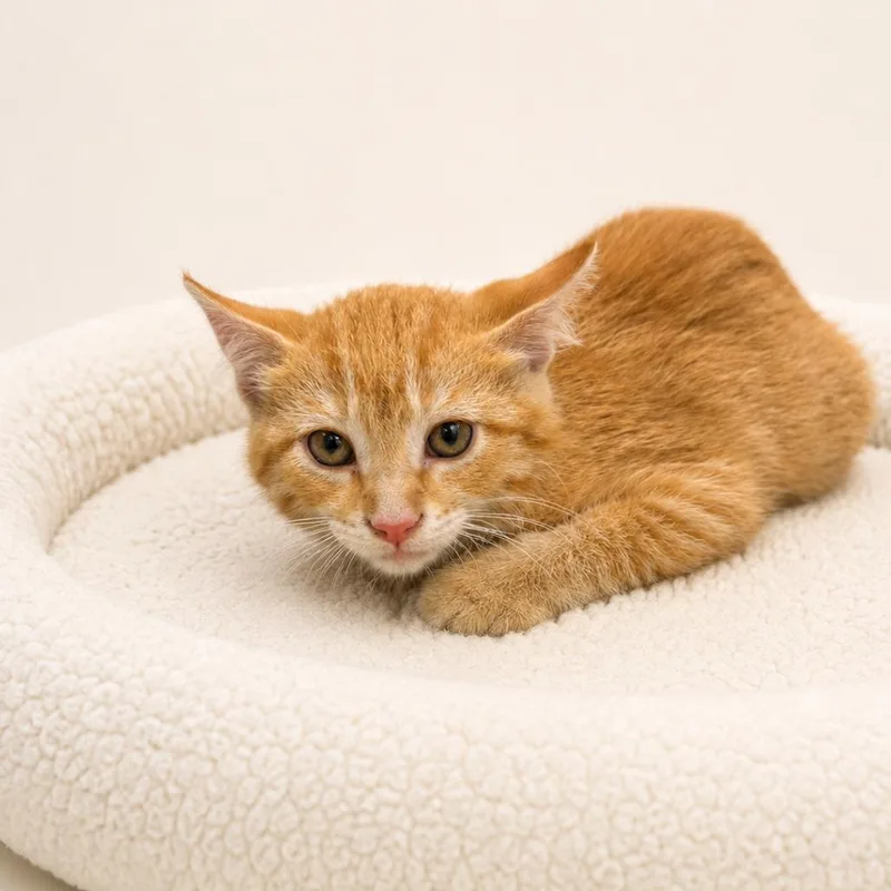 A baby small-sized male Orange / Red Domestic Short Hair cat named Larry for adoption in Redwood Falls, MN