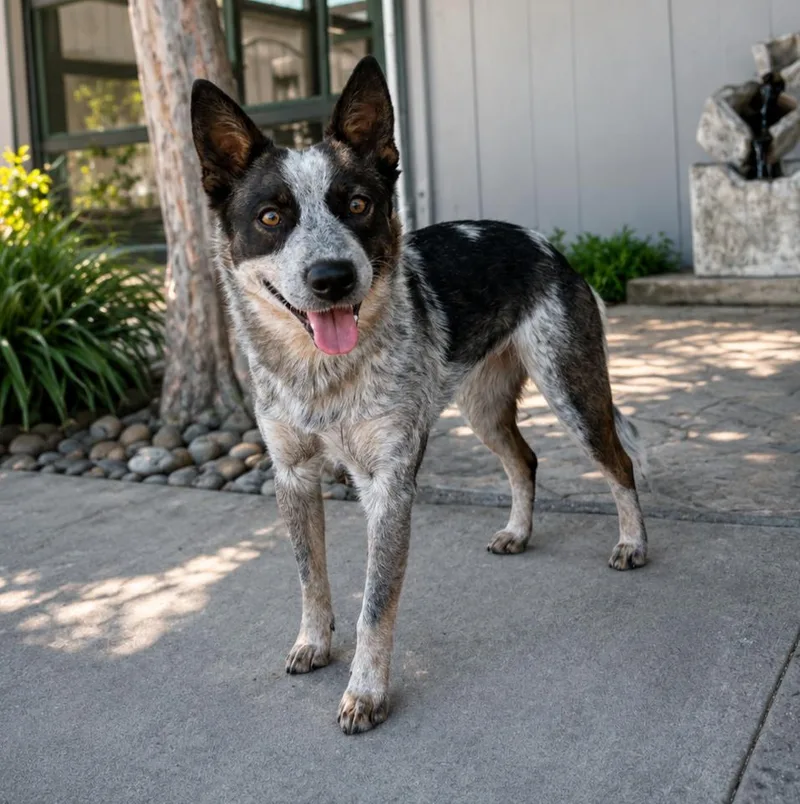 A young medium-sized female Tricolor (Brown, Black, & White) Australian Cattle Dog / Blue Heeler dog named Dolly for adoption in Lathrop, CA