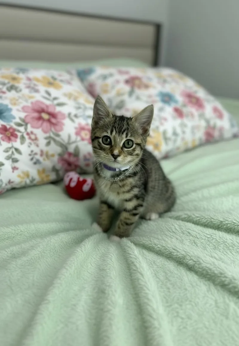 A baby small-sized female Tabby cat named Darci for adoption in Tavares, FL
