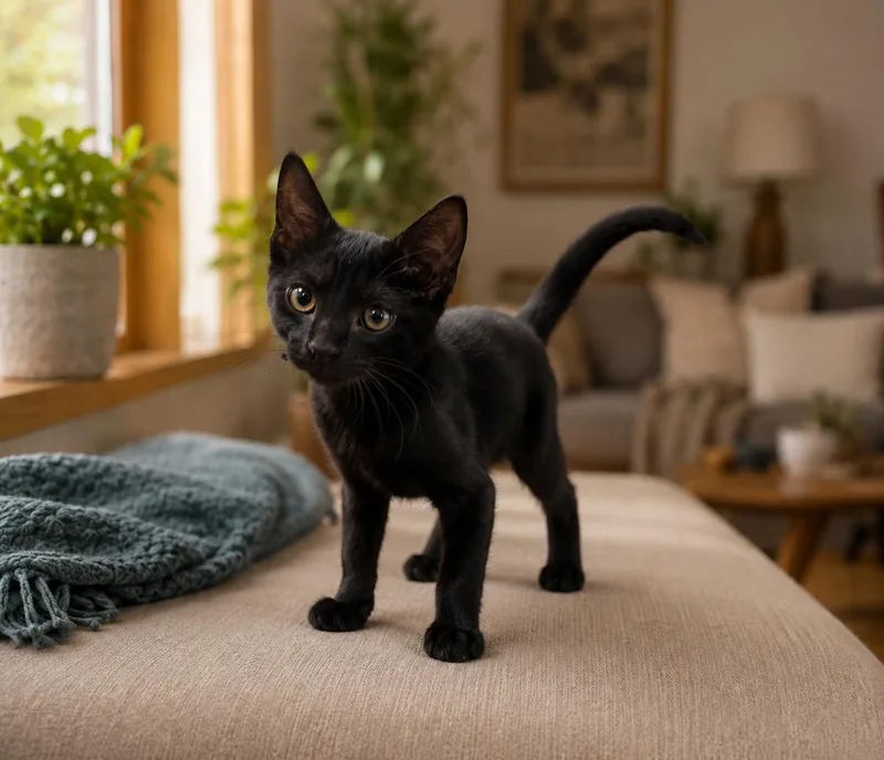 A young medium-sized male Black Domestic Short Hair cat named Odin for adoption in Marion, IN