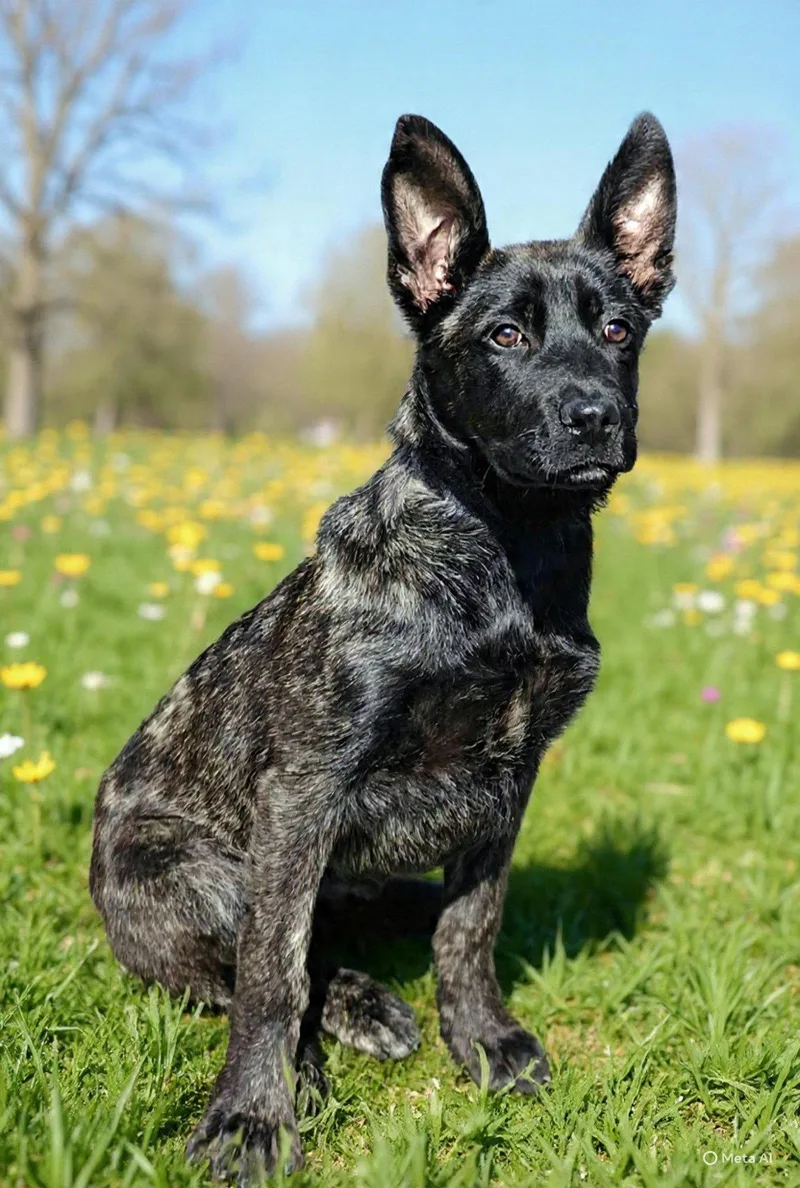 A baby large-sized female Dutch Shepherd dog named Fayth for adoption in Talladega, AL
