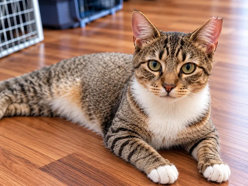 A young medium-sized male Tabby (Brown / Chocolate) Domestic Short Hair cat named Milo Solis for adoption in Stowe, PA