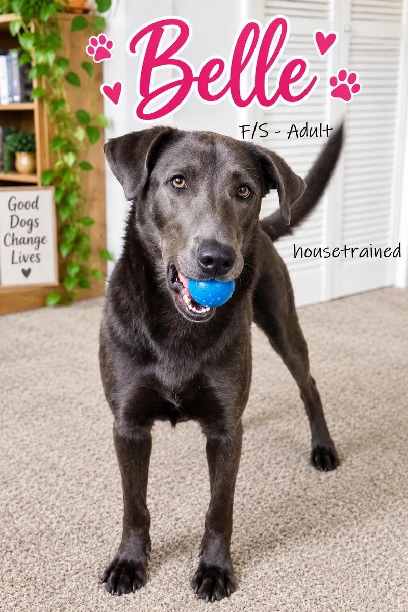 An adult medium-sized female Labrador Retriever dog named Belle for adoption in Chardon, OH