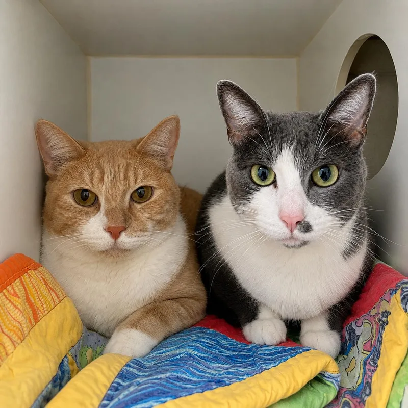 An adult medium-sized female Domestic Short Hair cat named Bella and Buddy for adoption in Pontiac, MI