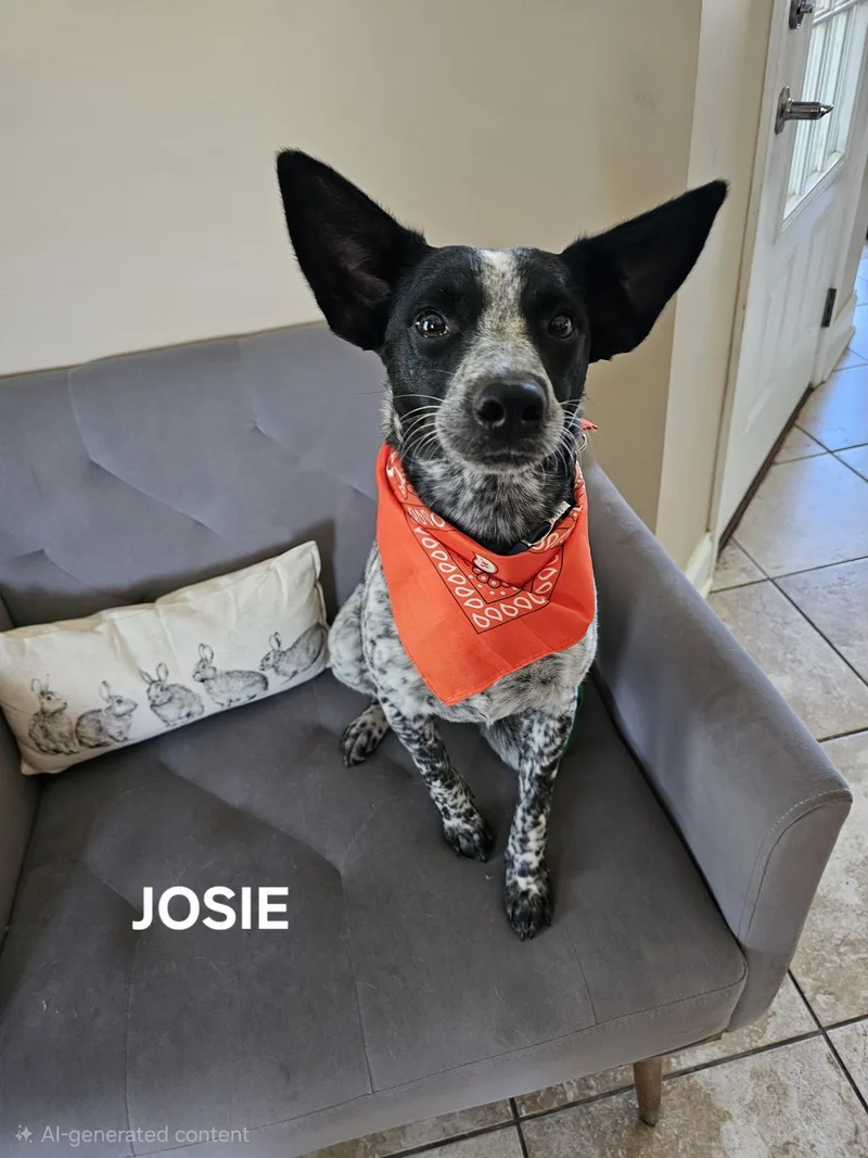 A young medium-sized female Black Australian Cattle Dog / Blue Heeler named Josie for adoption in Luttrell, TN