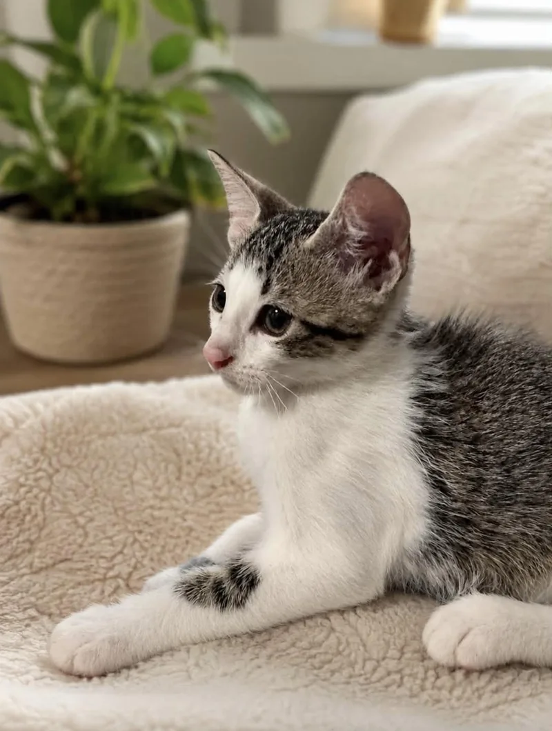 A baby medium-sized male Domestic Short Hair cat named Mikey for adoption in Allen, TX