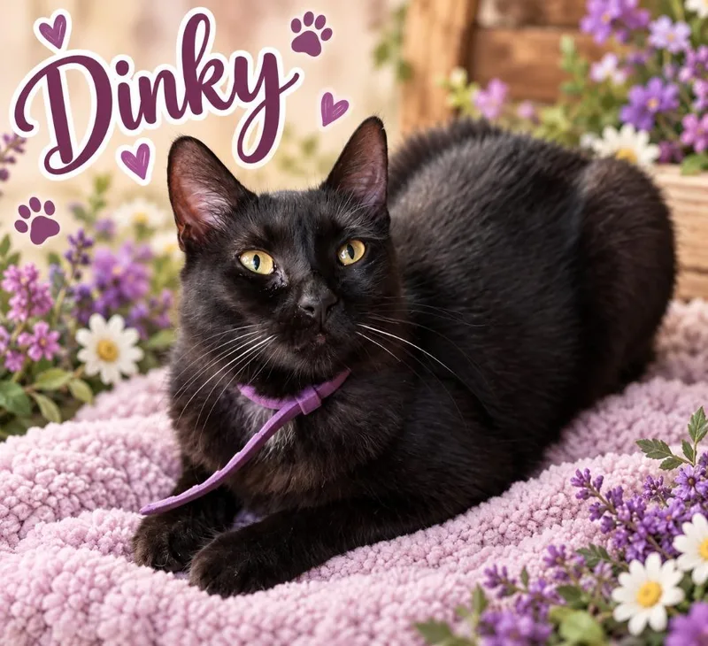 A young medium-sized female Domestic Long Hair cat named Dinky for adoption in Richland Hills, TX