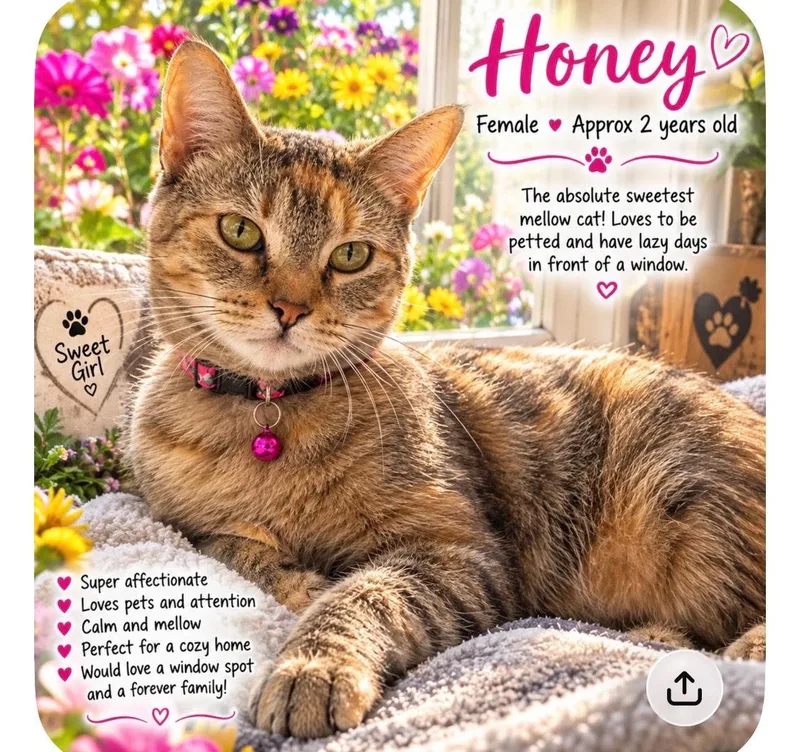 An adult medium-sized female Tabby (Gray / Blue / Silver) Domestic Short Hair cat named Honey for adoption in Valley City, ND