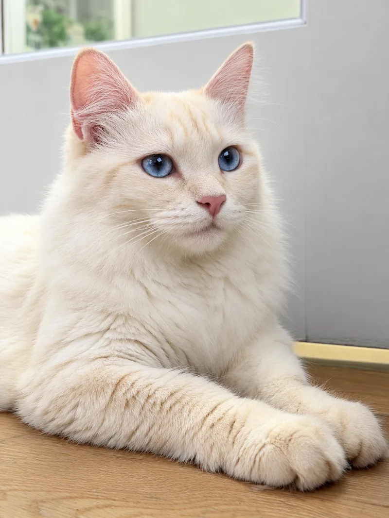 An adult medium-sized female Buff & White Domestic Long Hair cat named Yuki for adoption in Woodland Hills, CA