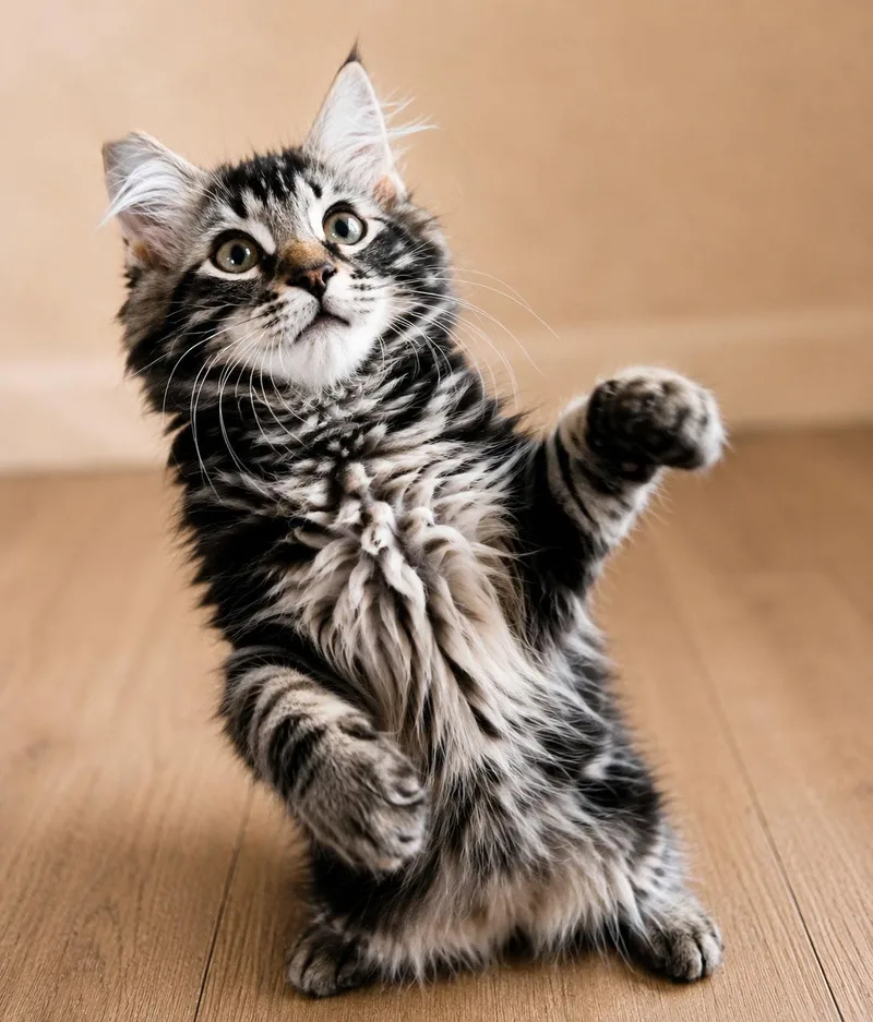 A baby medium-sized male Black Maine Coon cat named Billy Bob for adoption in Santa Cruz, CA