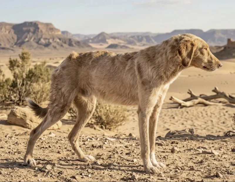 A young medium-sized male Labradoodle dog named Clyde for adoption