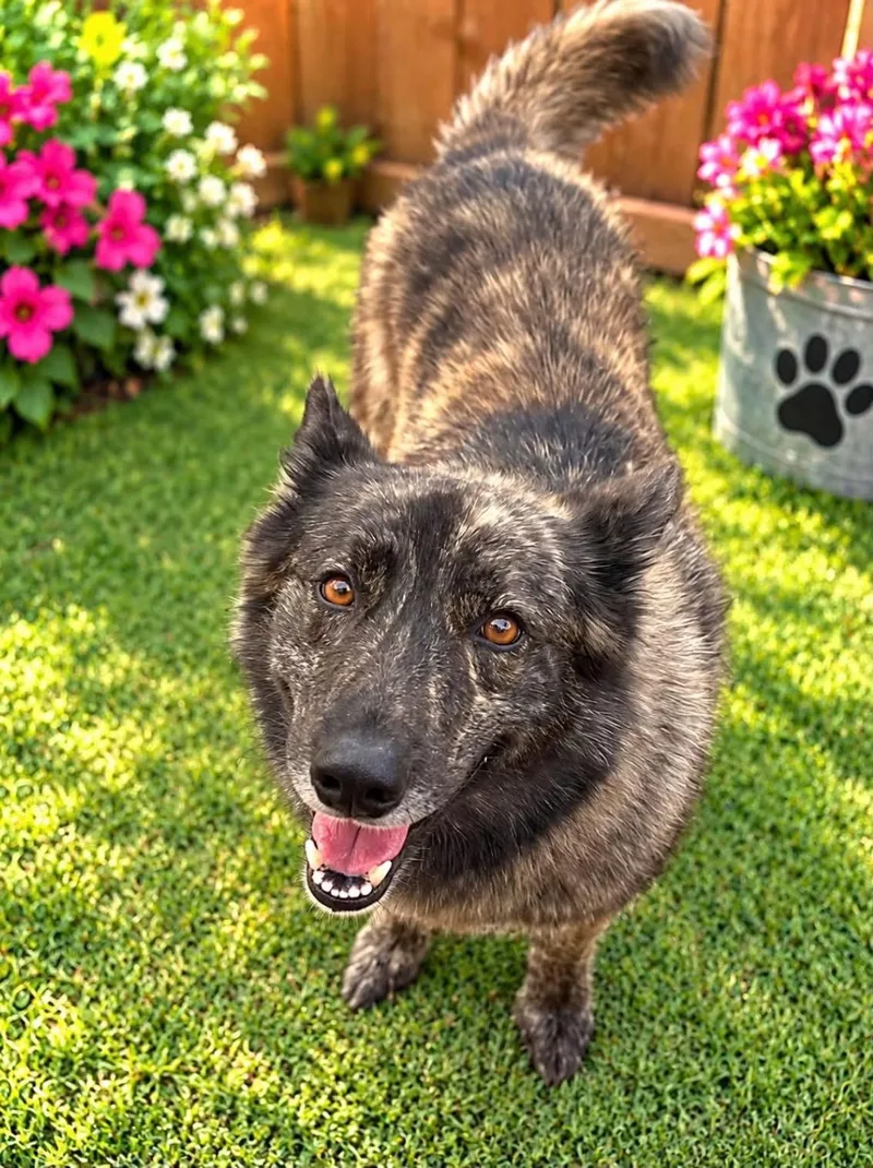 An adult medium-sized male Dutch Shepherd dog named Lucky for adoption in Helotes, TX