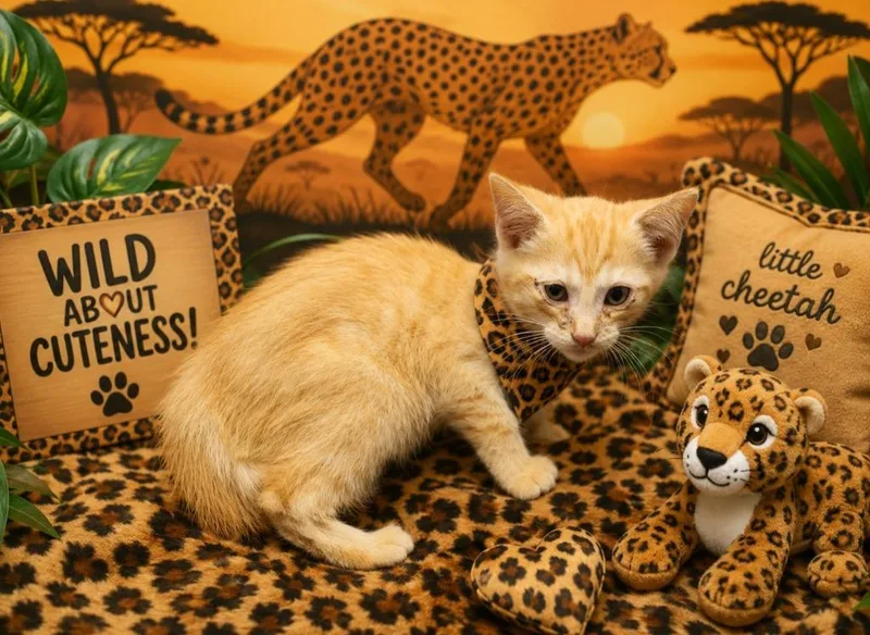 A baby small-sized female Domestic Short Hair cat named Cheetah for adoption in Washington Court House, OH