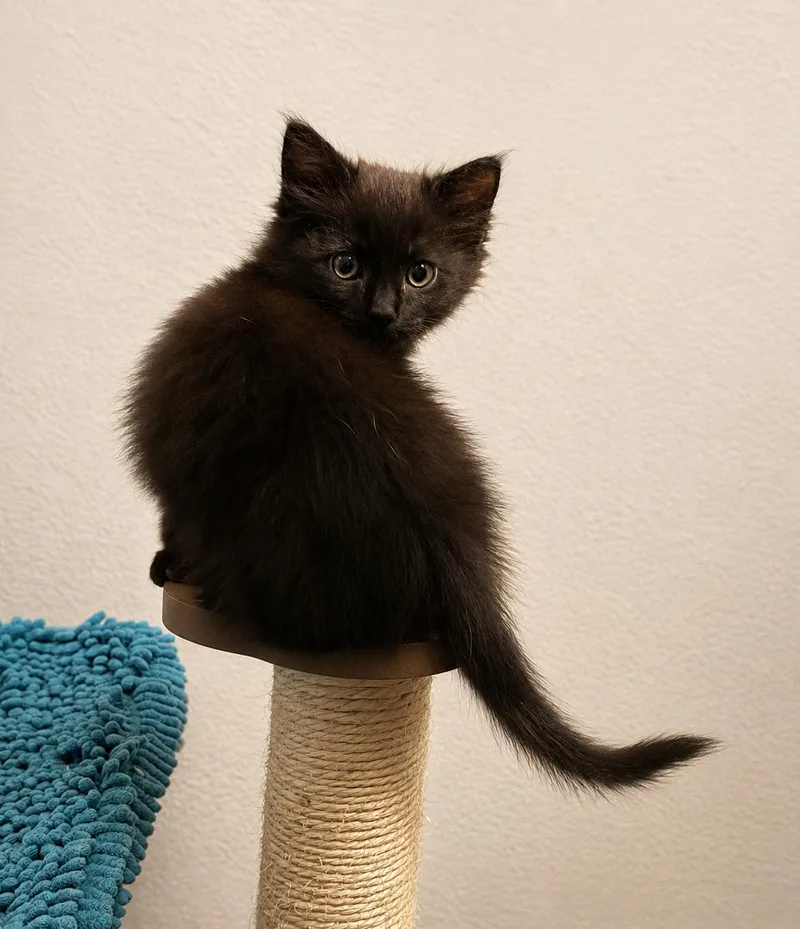 A baby small-sized male Domestic Medium Hair cat named Berk for adoption in Rio Linda, CA