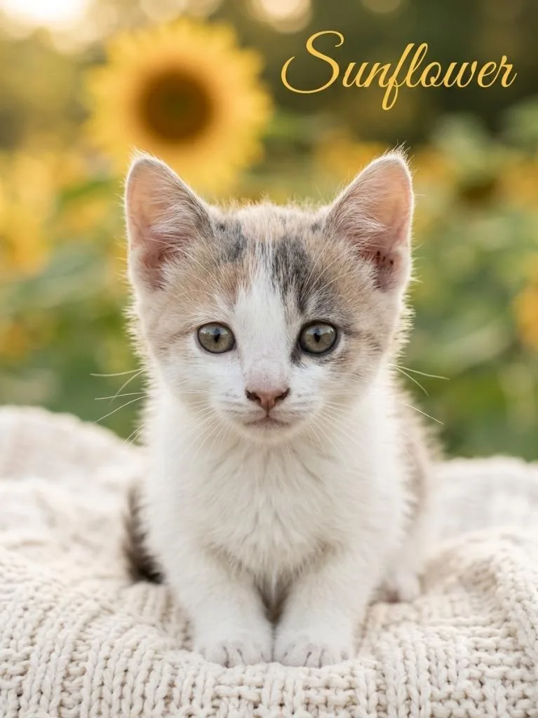 A baby medium-sized female Domestic Short Hair cat named Sunflower for adoption in Heber City, UT