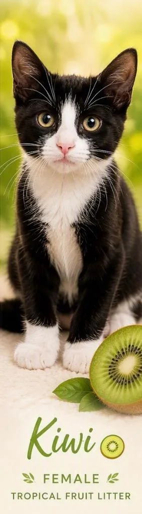 A baby medium-sized female Domestic Short Hair cat named Kiwi for adoption in St. Albans, VT