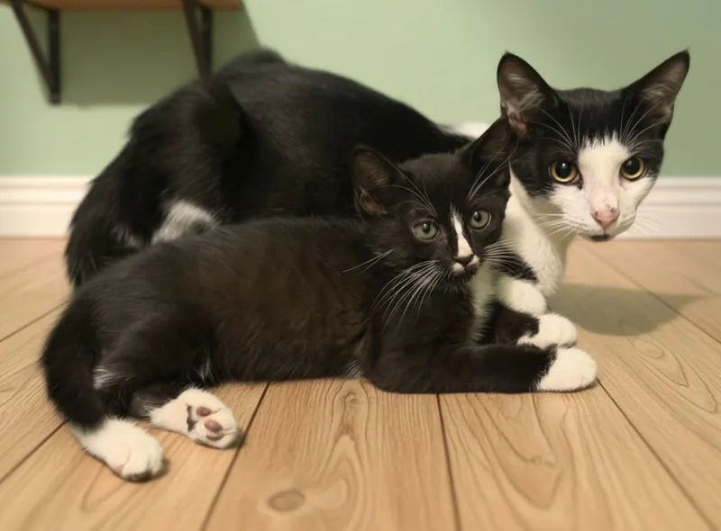 A baby small-sized male Tuxedo cat named Felix for adoption in Calera, AL