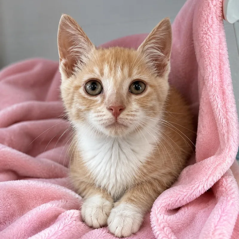 A baby medium-sized male Orange & White Domestic Short Hair cat named Oliver for adoption in Stafford, VA