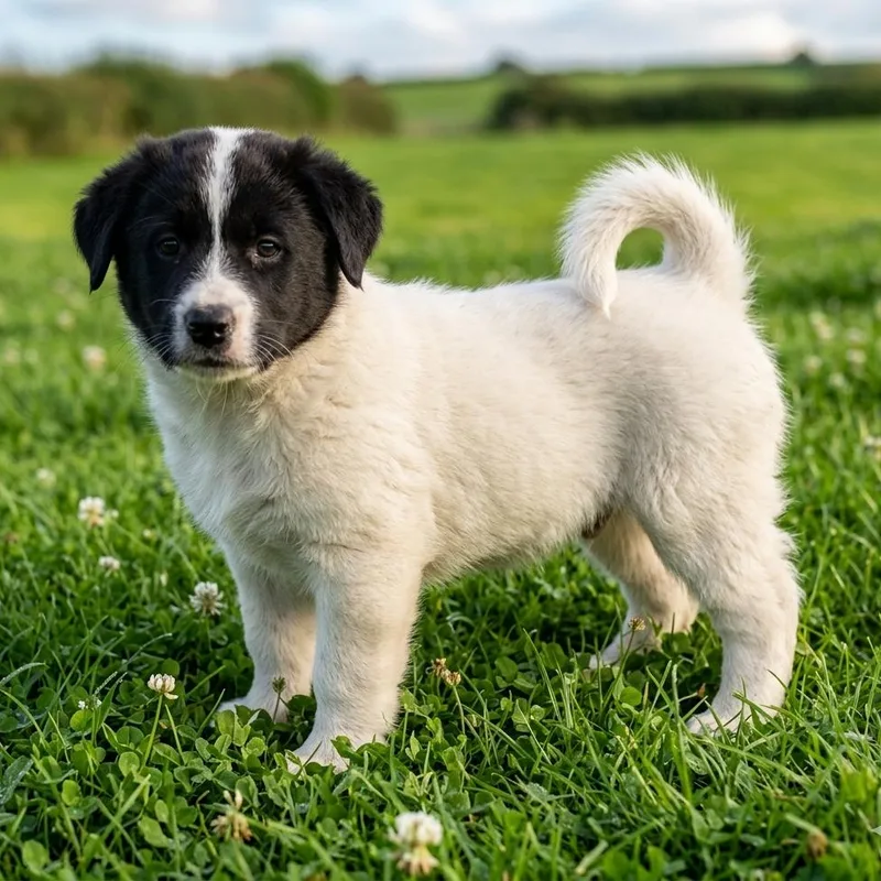 A baby medium-sized male White / Cream Mixed Breed dog named Eeyore for adoption in Flintstone, MD