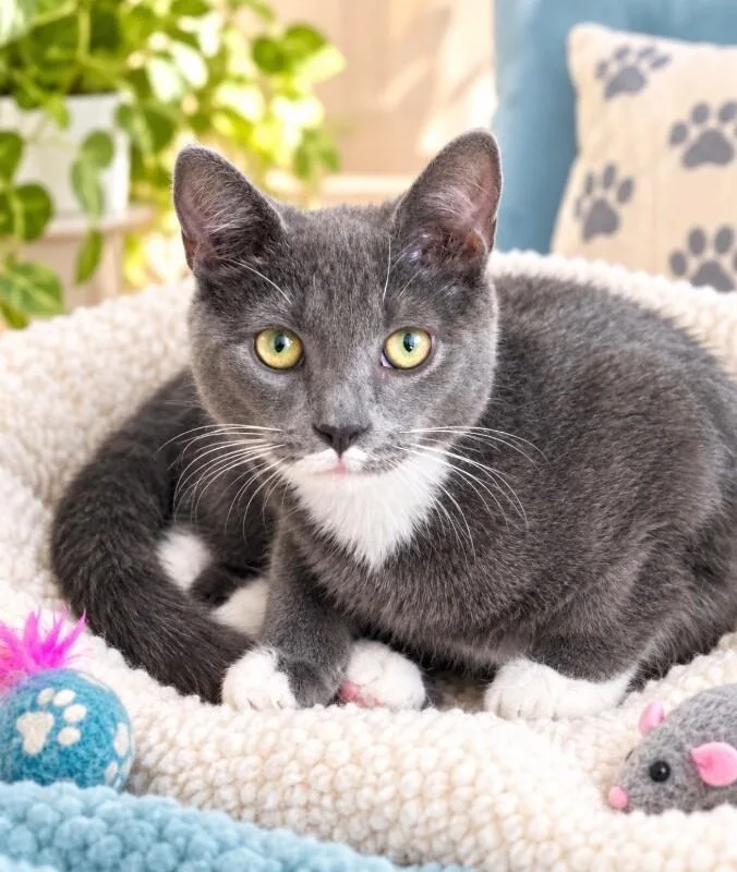 An adult medium-sized female Gray / Blue / Silver Domestic Short Hair cat named Sissy for adoption in North Babylon, NY