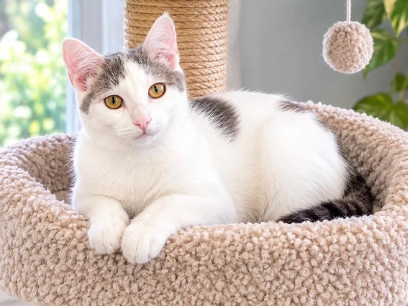 A baby medium-sized female White Domestic Short Hair cat named Dolly Parton for adoption in Great Neck, NY